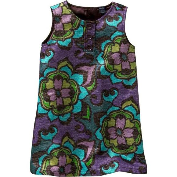 NEW Baby Gap kid retro mod print sleeveless shift tank dress purple blue green 4